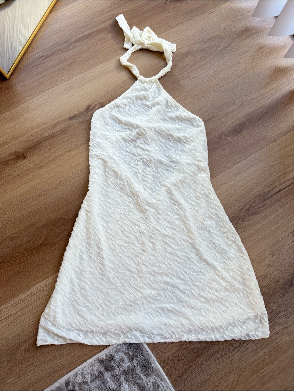 Backless Halter Mini Dress in Ivory